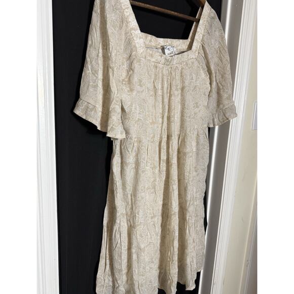 Naif Women Small Dress Boho Peasant Tan Paisley Lined Cottage Core Light‎ Beachy - Picture 6 of 9